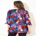 Georgette Buttonfront Tie Sleeve Cafe Blouse image number null