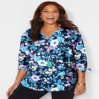 Georgette Buttonfront Tie Sleeve Cafe Blouse image number null