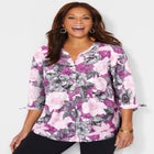 Georgette Buttonfront Tie Sleeve Cafe Blouse image number null