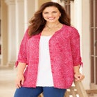 Georgette Buttonfront Tie Sleeve Cafe Blouse image number null