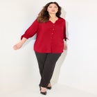 Georgette Buttonfront Tie Sleeve Cafe Blouse image number 1