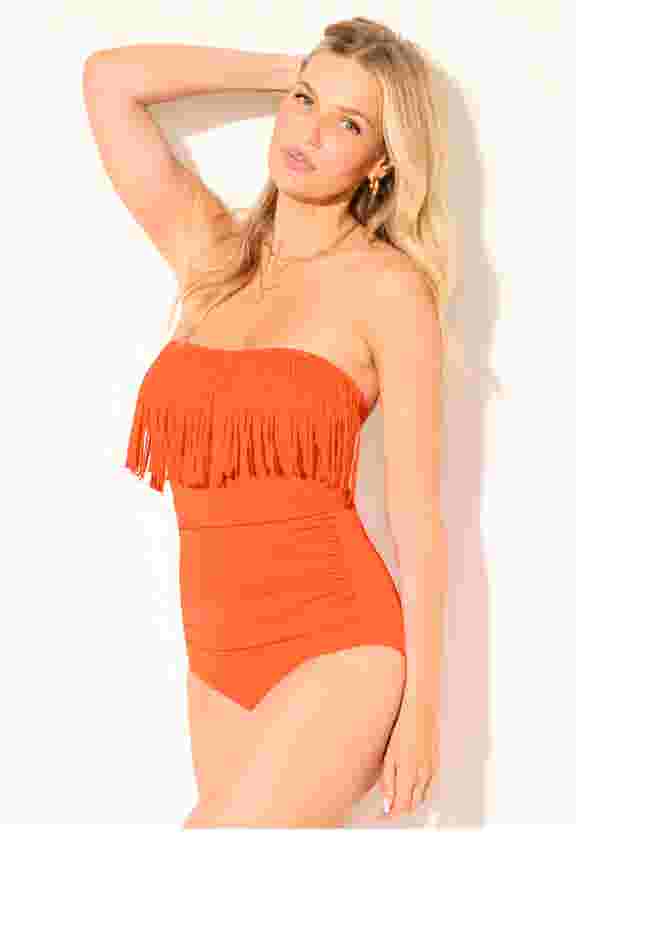 Fringe Bandeau One Piece Swimsuit image number 6