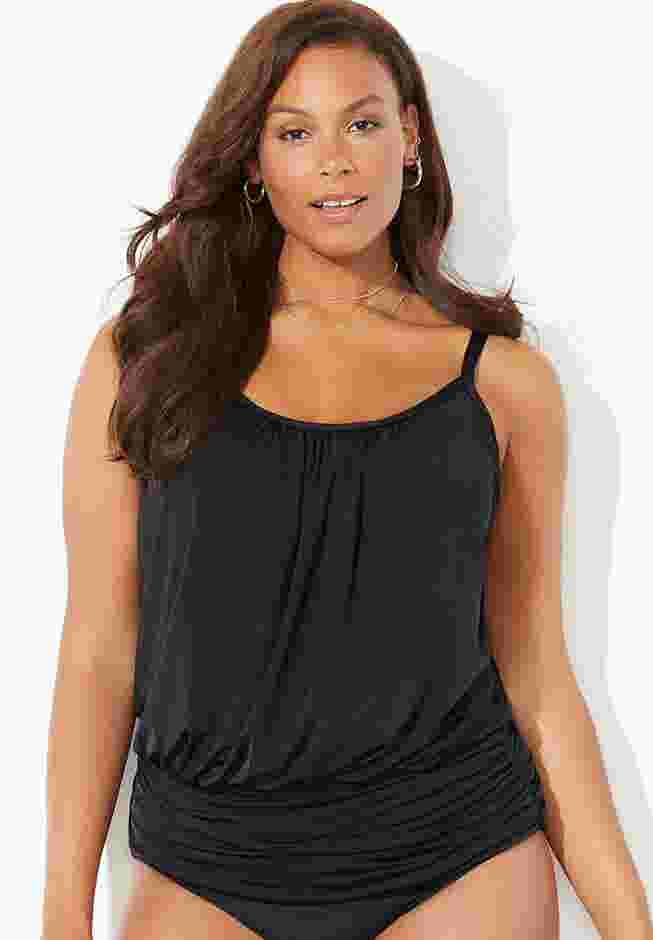Lightweight Scoop Neck Blouson Tankini Top image number 0