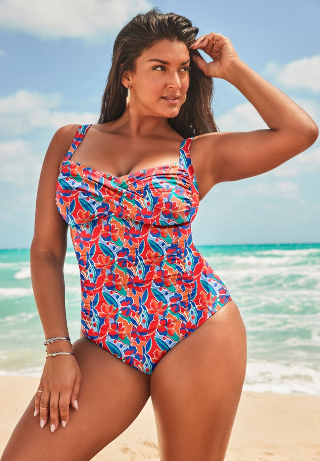 Ruched Twist Front One Piece Swimsuit image number 6