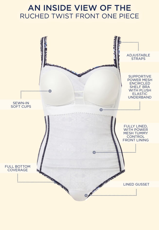 Ruched Twist Front One Piece Swimsuit image number 3