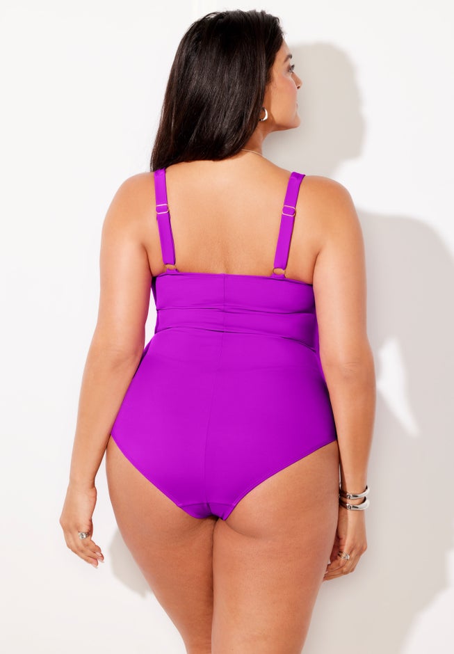 Ruched Twist Front One Piece Swimsuit image number 1