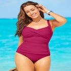 Ruched Twist Front One Piece Swimsuit image number null