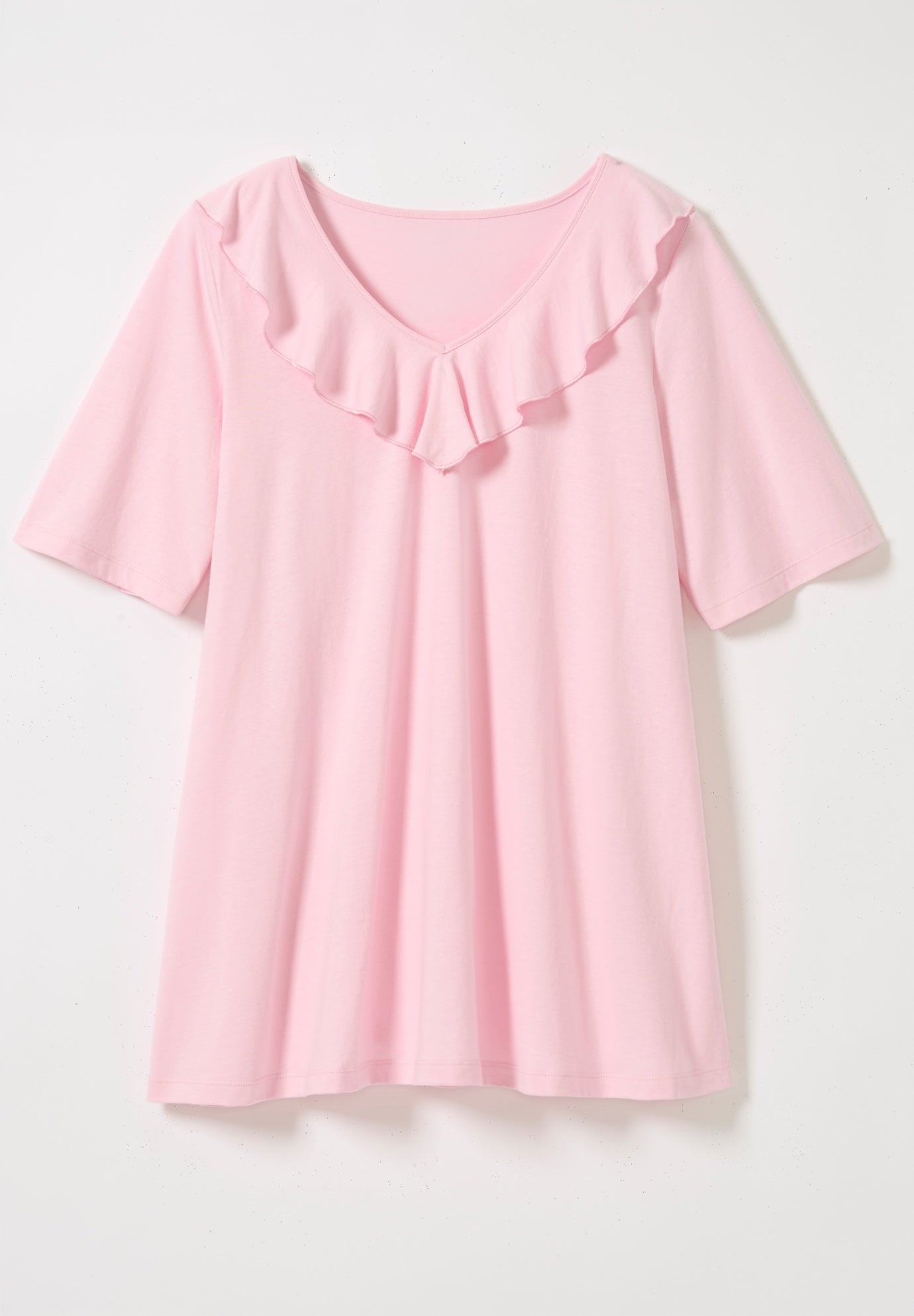 Ruffled V-Neck Short Sleeve Tee image number 1