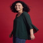 Square Neck &frac34; Ruffle Sleeve Tulip Hem Tunic image number 3