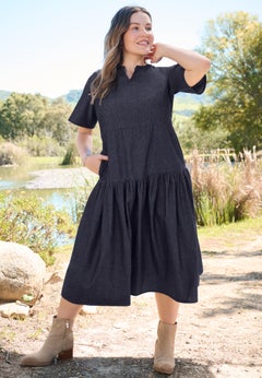 Tiered Denim Maxi Dress
