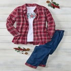 Two-Piece Flannel Shirt and Tee image number null