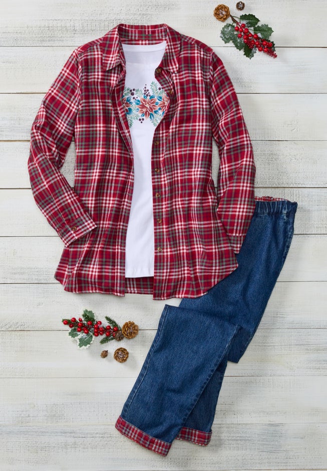Two-Piece Flannel Shirt and Tee image number 2