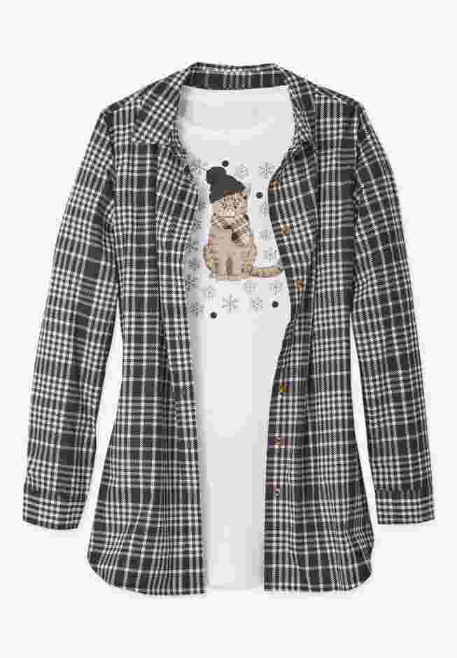Two-Piece Flannel Shirt and Tee image number 2