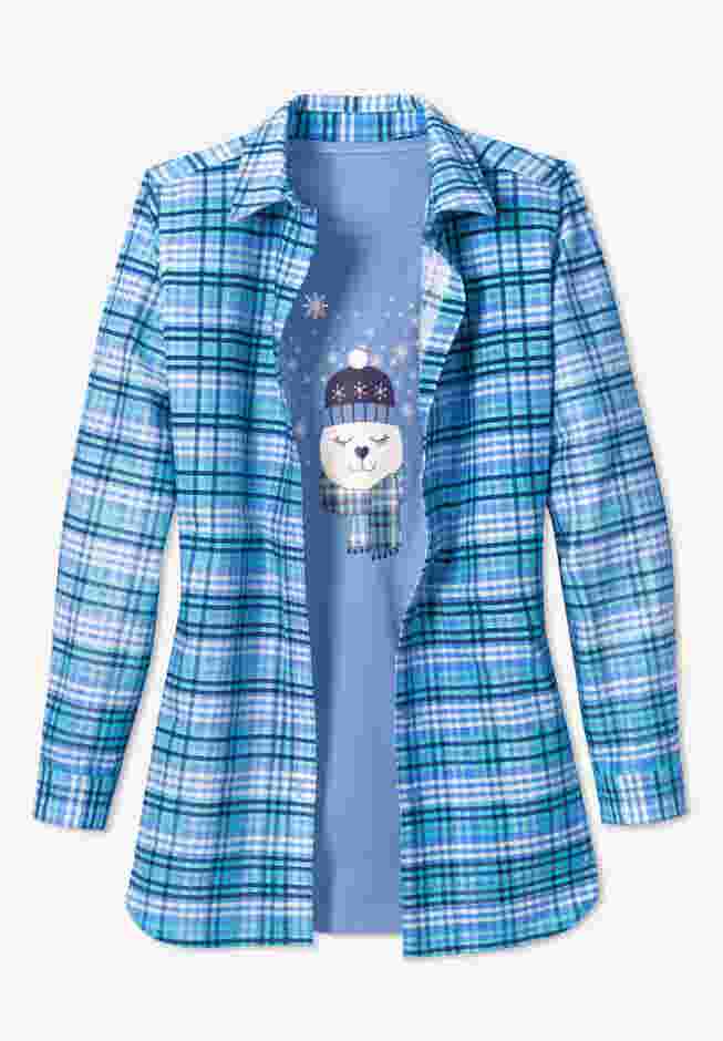 Two-Piece Flannel Shirt and Tee image number 3