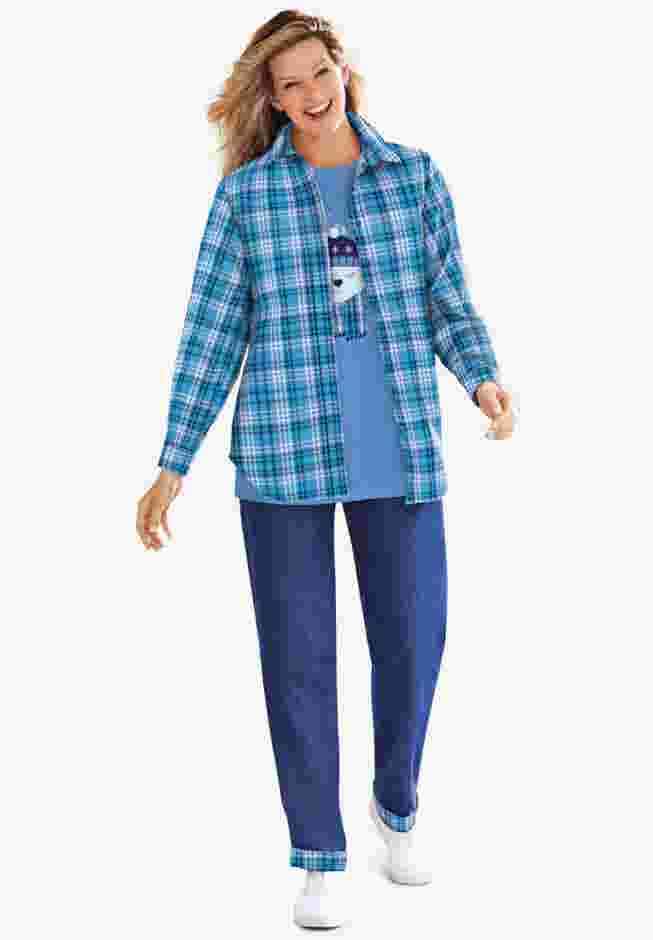 Two-Piece Flannel Shirt and Tee image number 0