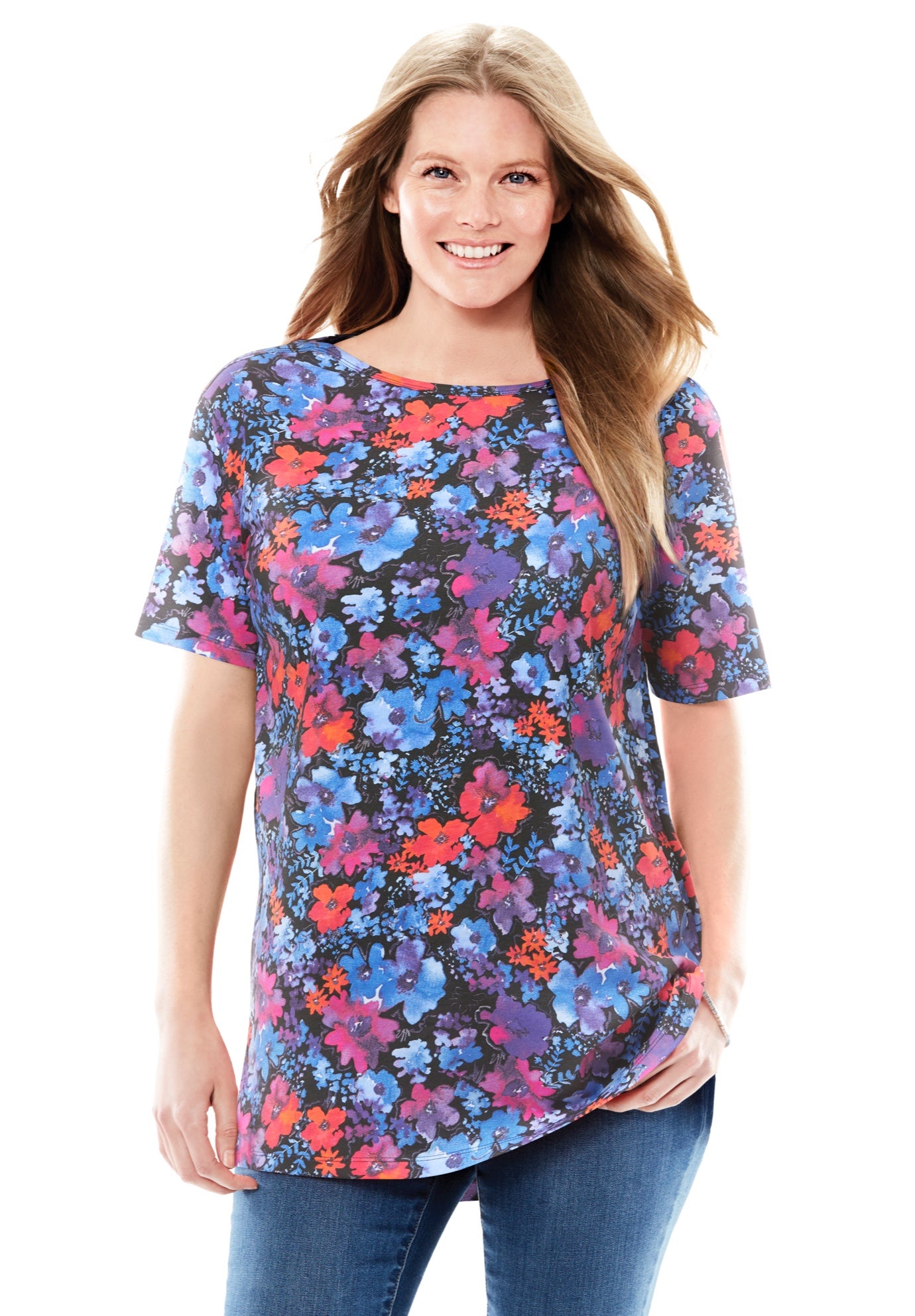 Perfect Printed Short-Sleeve Boatneck Tunic image number 0