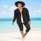 Stretch-Cotton Knit Pull-On Printed Capri Leggings image number null