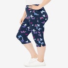 Stretch-Cotton Knit Pull-On Printed Capri Leggings image number null