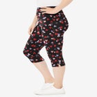 Stretch-Cotton Knit Pull-On Printed Capri Leggings image number null