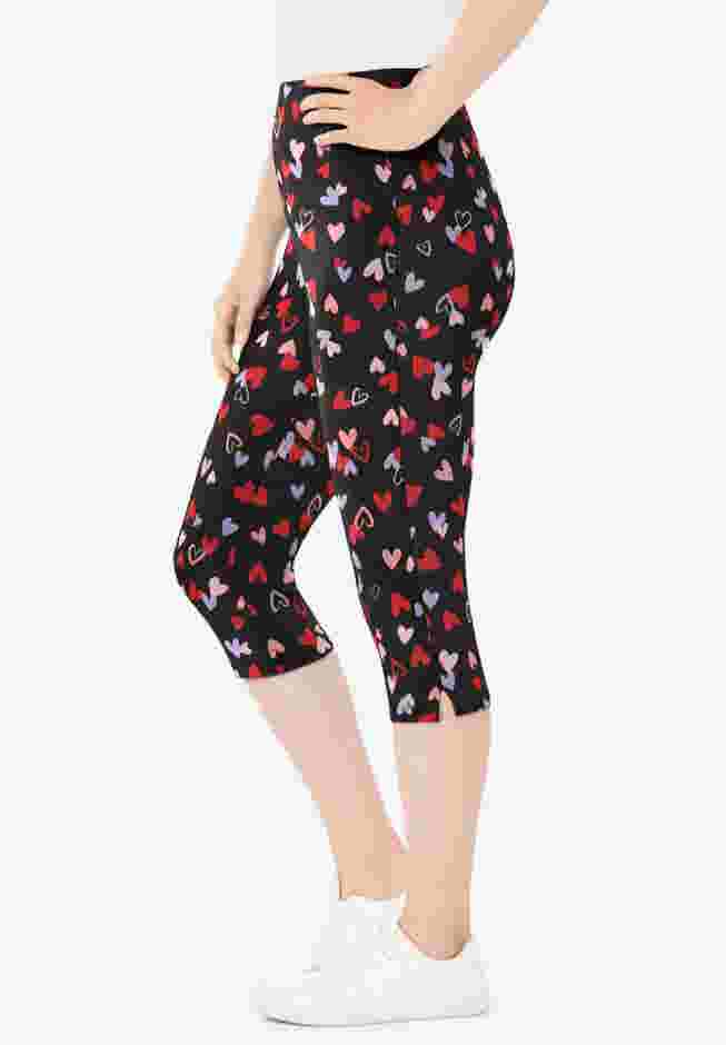 Stretch-Cotton Knit Pull-On Printed Capri Leggings image number 2