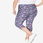Stretch-Cotton Knit Pull-On Printed Capri Leggings image number null