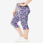 Stretch-Cotton Knit Pull-On Printed Capri Leggings image number null