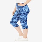 Stretch-Cotton Knit Pull-On Printed Capri Leggings image number null