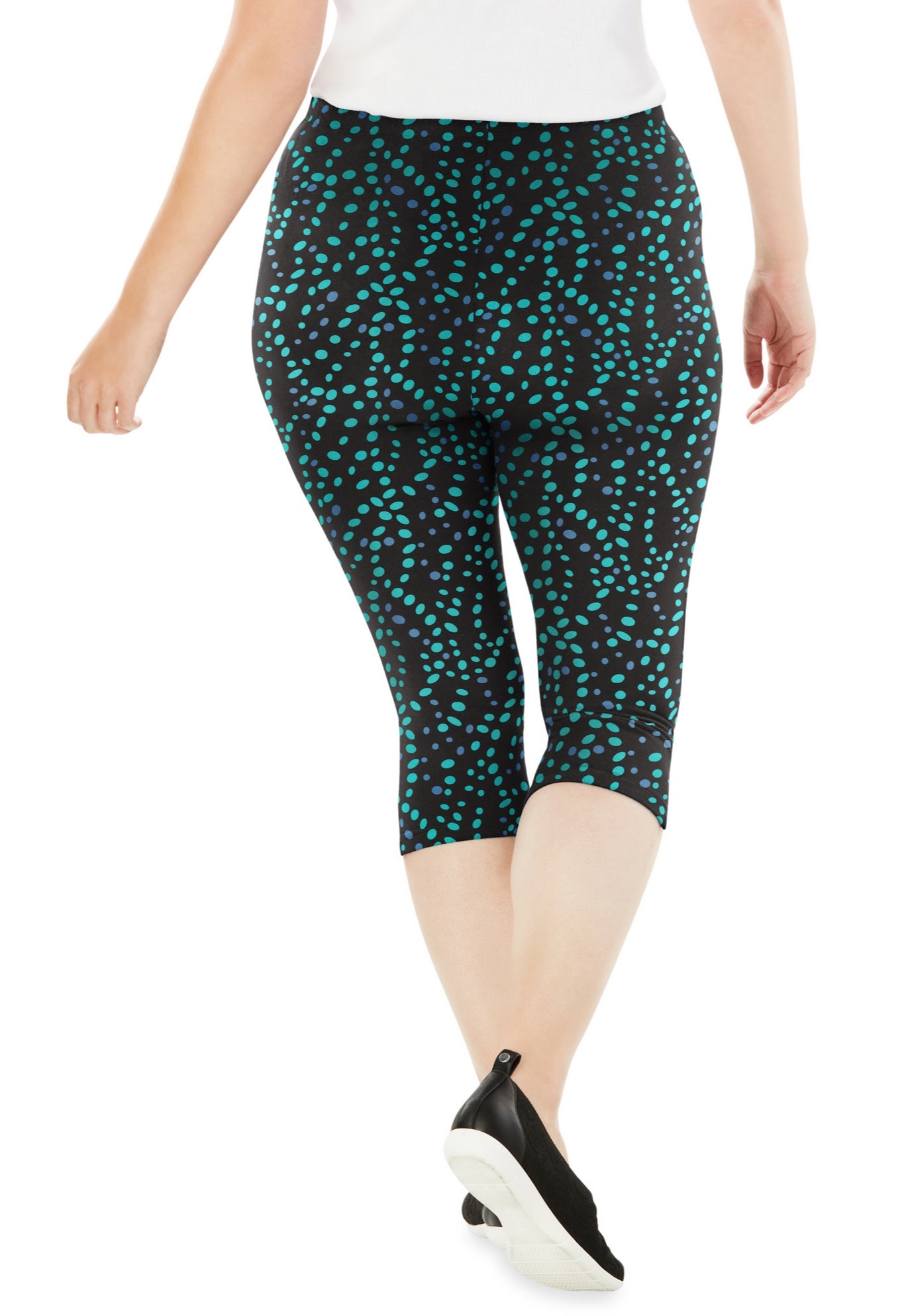 Stretch-Cotton Knit Pull-On Printed Capri Leggings image number 1