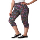 Stretch-Cotton Knit Pull-On Printed Capri Leggings image number null
