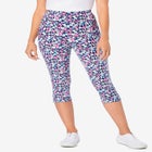 Stretch-Cotton Knit Pull-On Printed Capri Leggings image number null