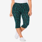 Stretch-Cotton Knit Pull-On Printed Capri Leggings image number null