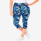 Stretch-Cotton Knit Pull-On Printed Capri Leggings image number null