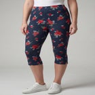 Stretch-Cotton Knit Pull-On Printed Capri Leggings image number null