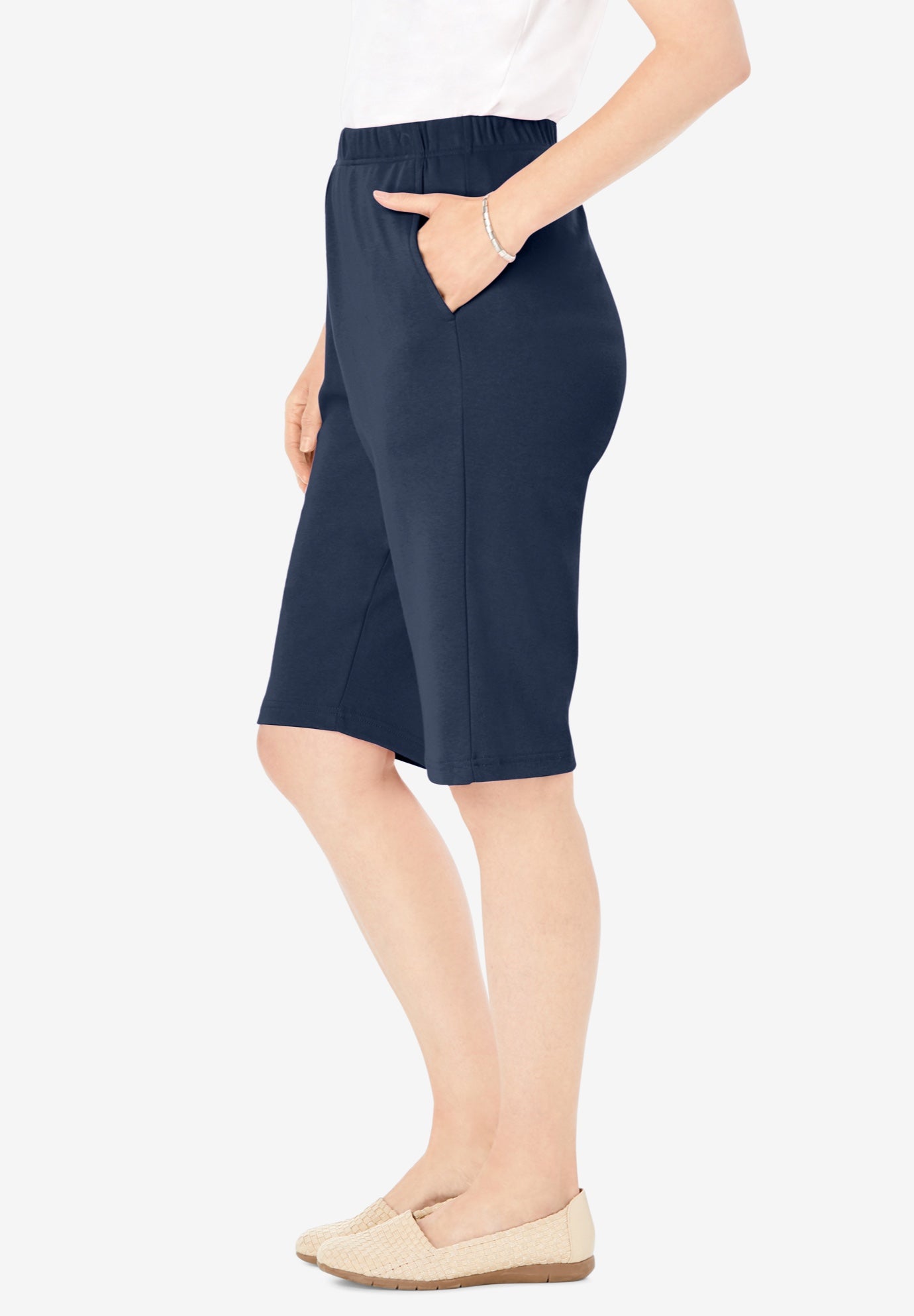 ショートパンツ Alaia Bermuda shorts with knit belt ALAÏA: Blue Knitted Waistband Denim Bermuda Shorts | SSENSE