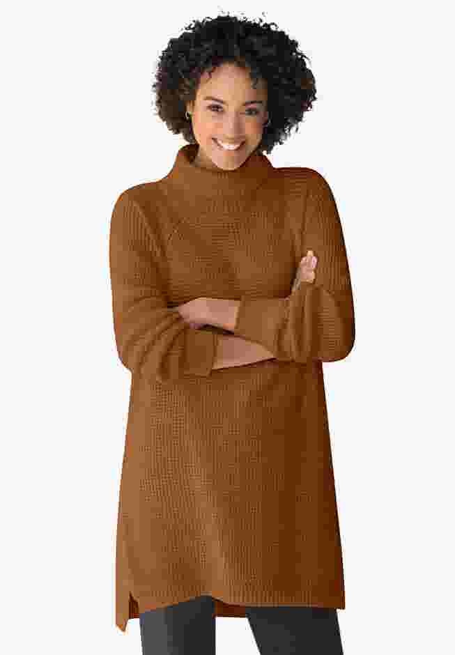 Waffle Knit Turtleneck Sweater image number 0