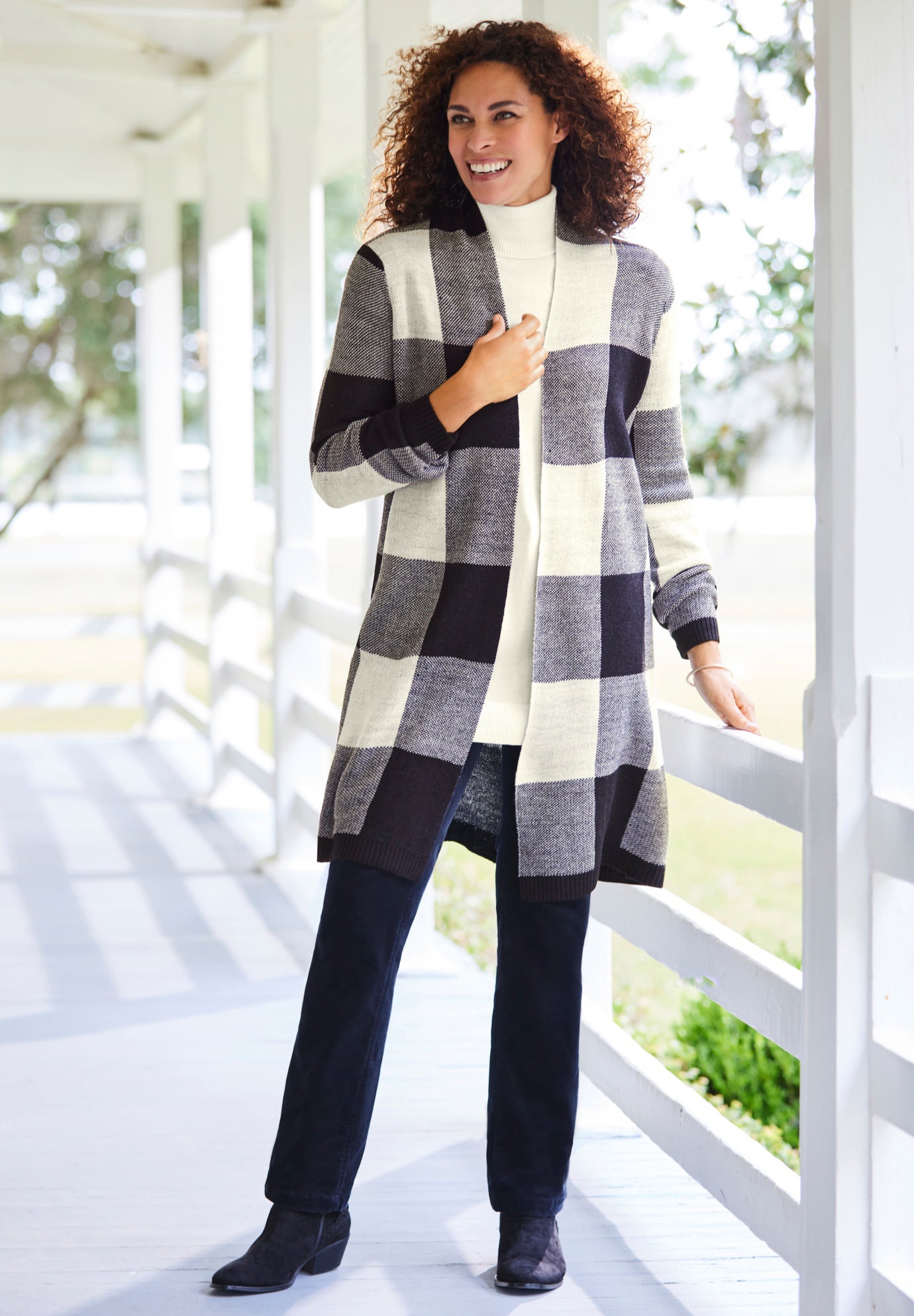 Jacquard Open Front Duster Sweater image number 2