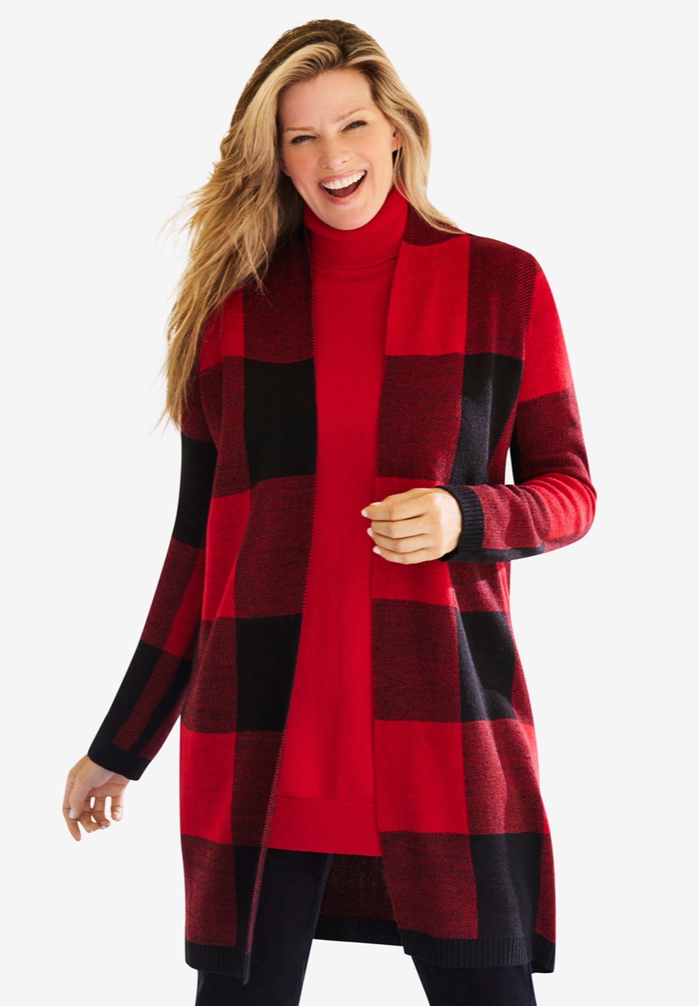 Jacquard Open Front Duster Sweater image number 0