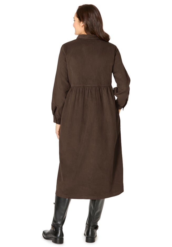 Button Front Corduroy Dress image number 1