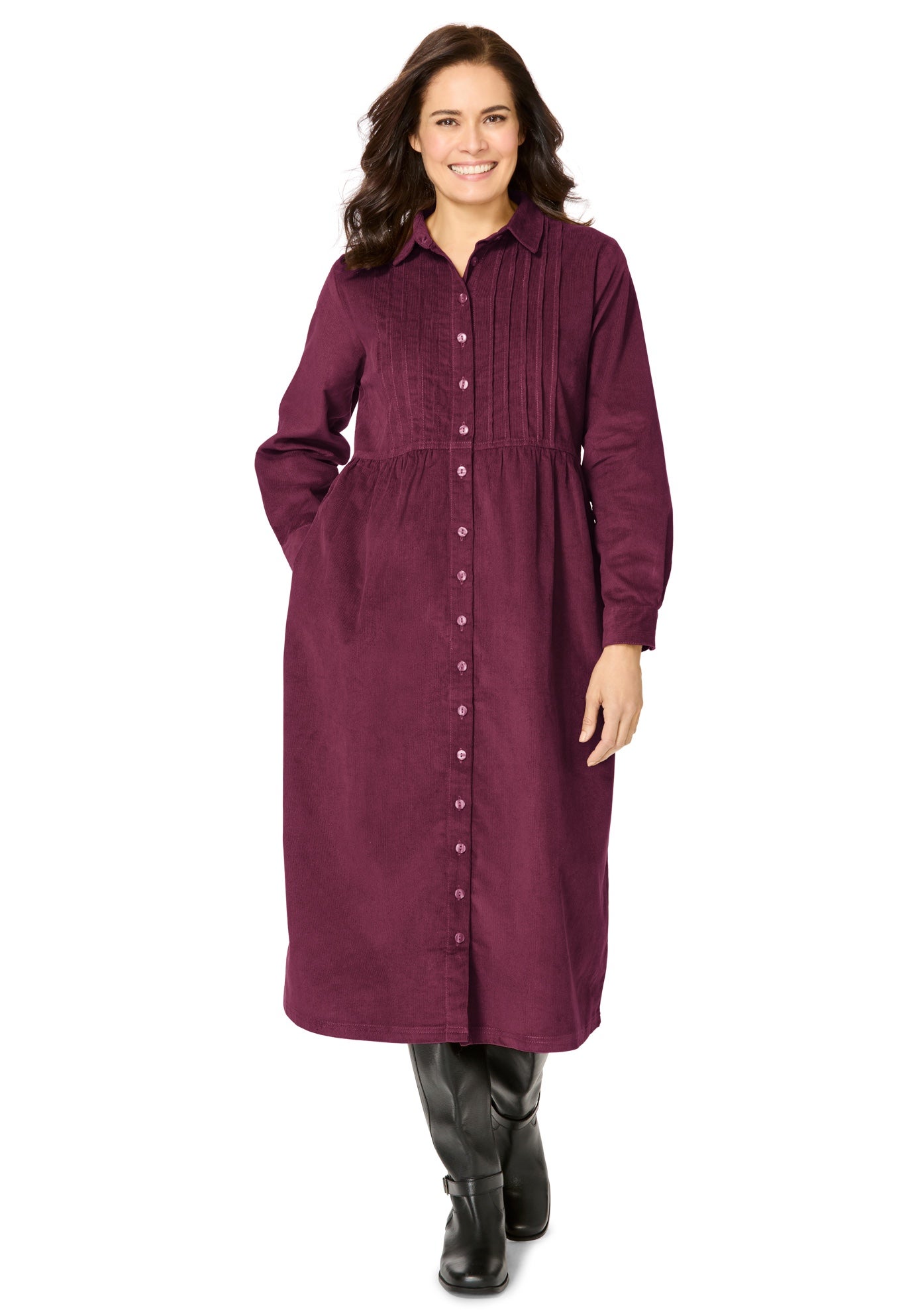 Button Front Corduroy Dress image number 0