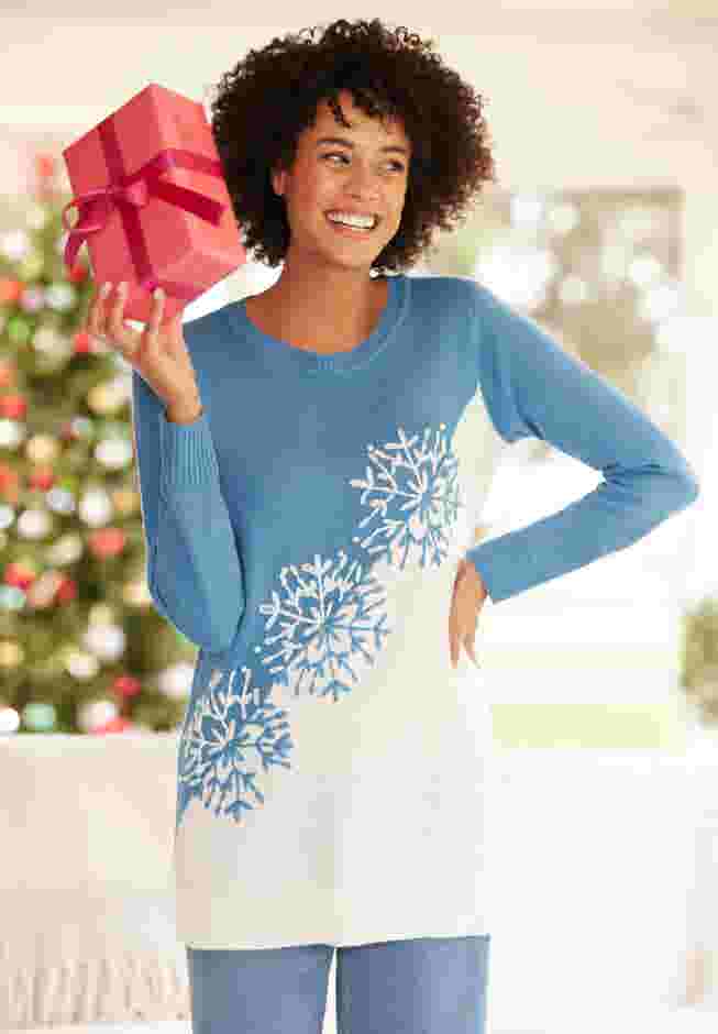 Snowflake Jacquard Pullover Sweater image number 5