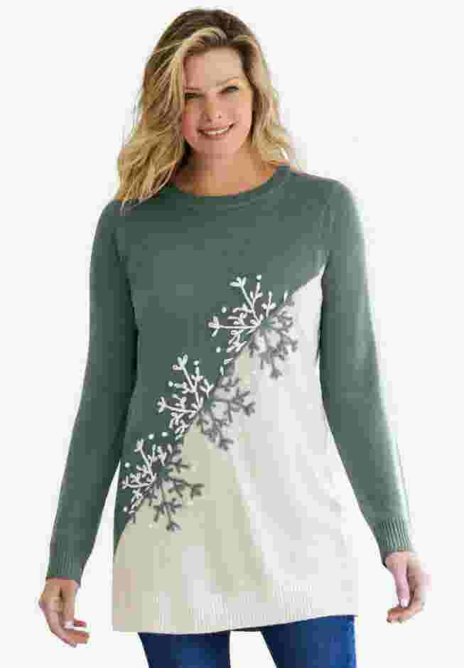 Snowflake Jacquard Pullover Sweater image number 0