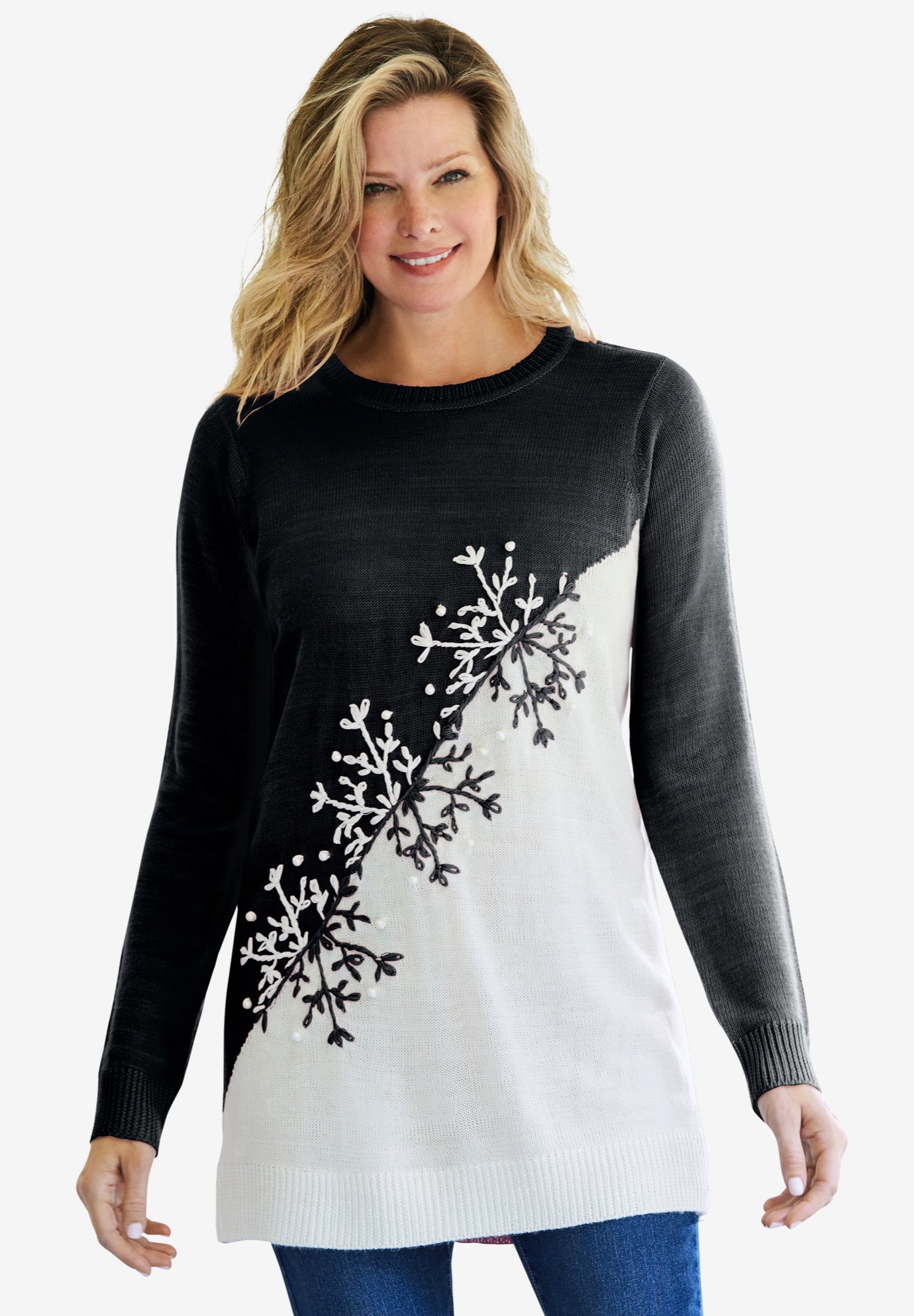 Snowflake Jacquard Pullover Sweater image number 0