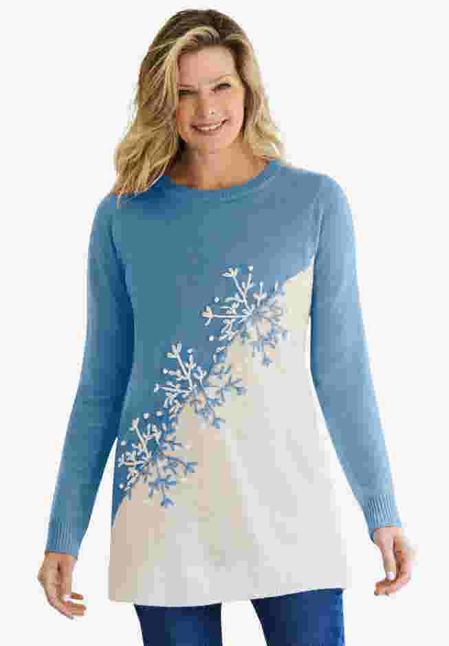 Snowflake Jacquard Pullover Sweater image number 0