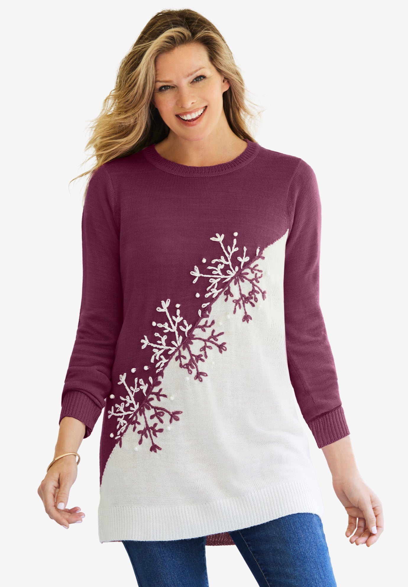 Snowflake Jacquard Pullover Sweater image number 0