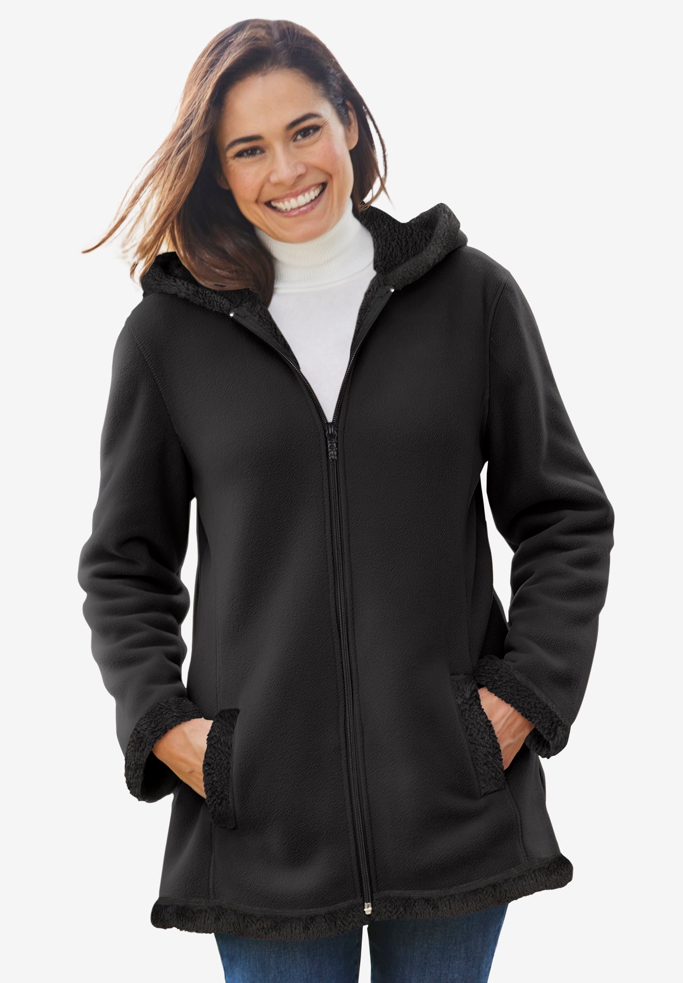 Fleece Hooded Sherpa Lined Jacket image number 0