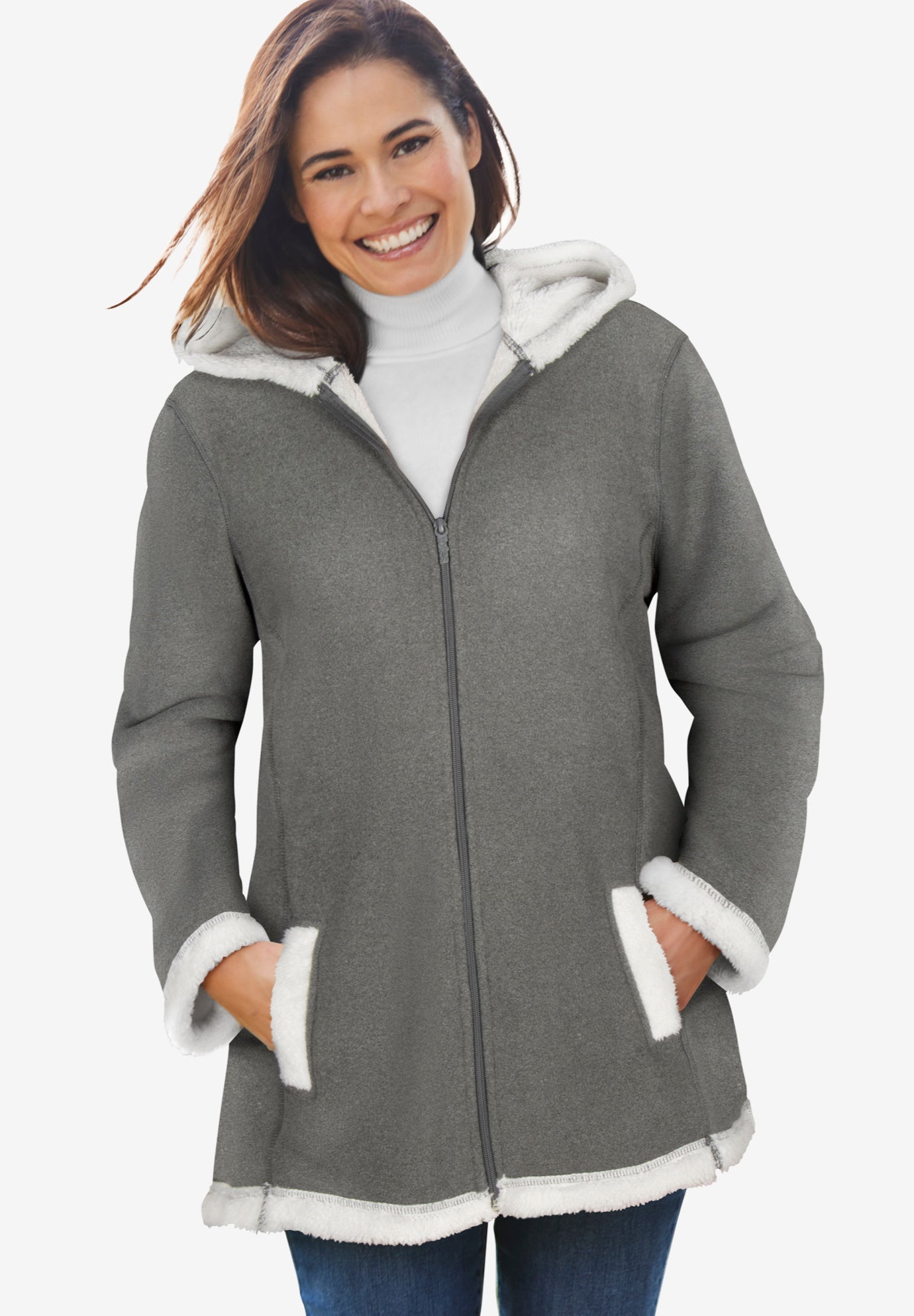 Fleece Hooded Sherpa Lined Jacket image number 0