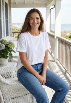 Perfect Short-Sleeve Crewneck Cotton Tee
