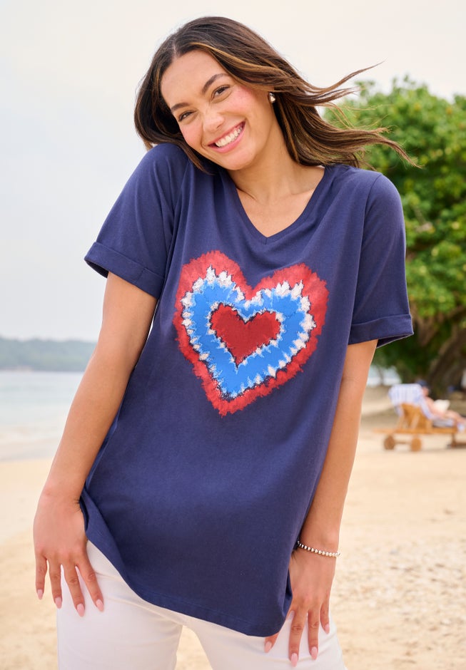 Cuffed Americana Print Tee image number 2