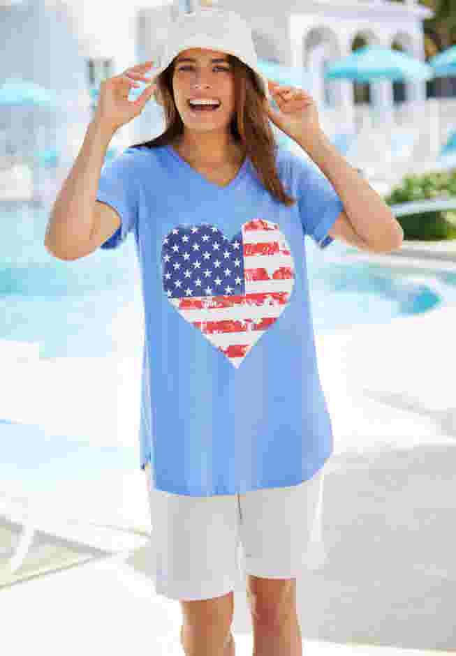 Cuffed Americana Print Tee image number 5