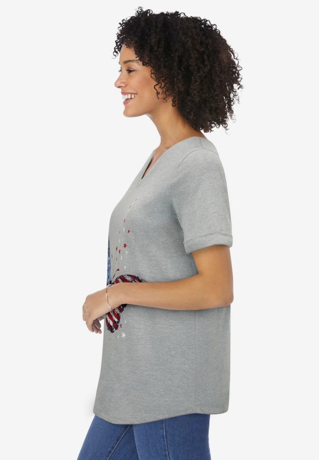 Cuffed Americana Print Tee image number 2